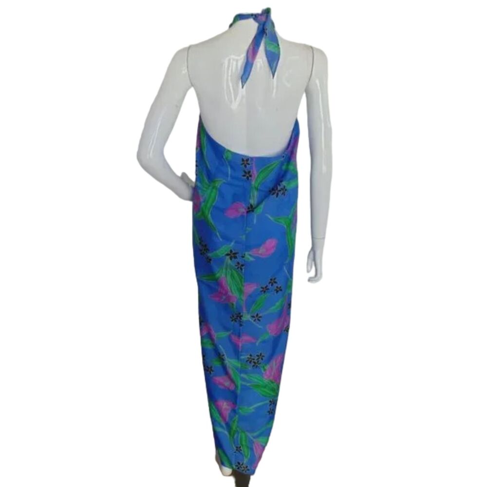 Vintage HILO HATTIE True Wrap/Sarong/Pareo, OS, Blue Floral, Maxi/Floor length - Picture 6 of 11